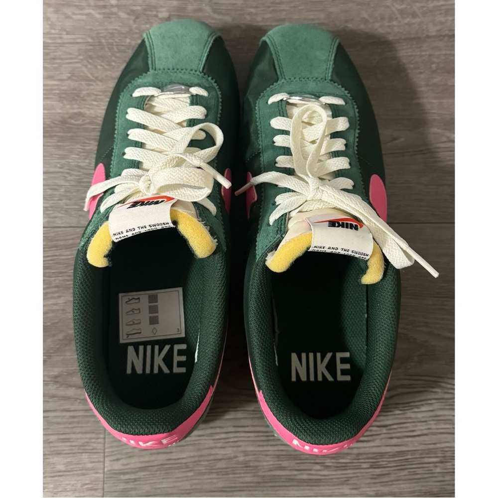 Nike Cortez Green and Pink Sneakers - Picture 5 of 11